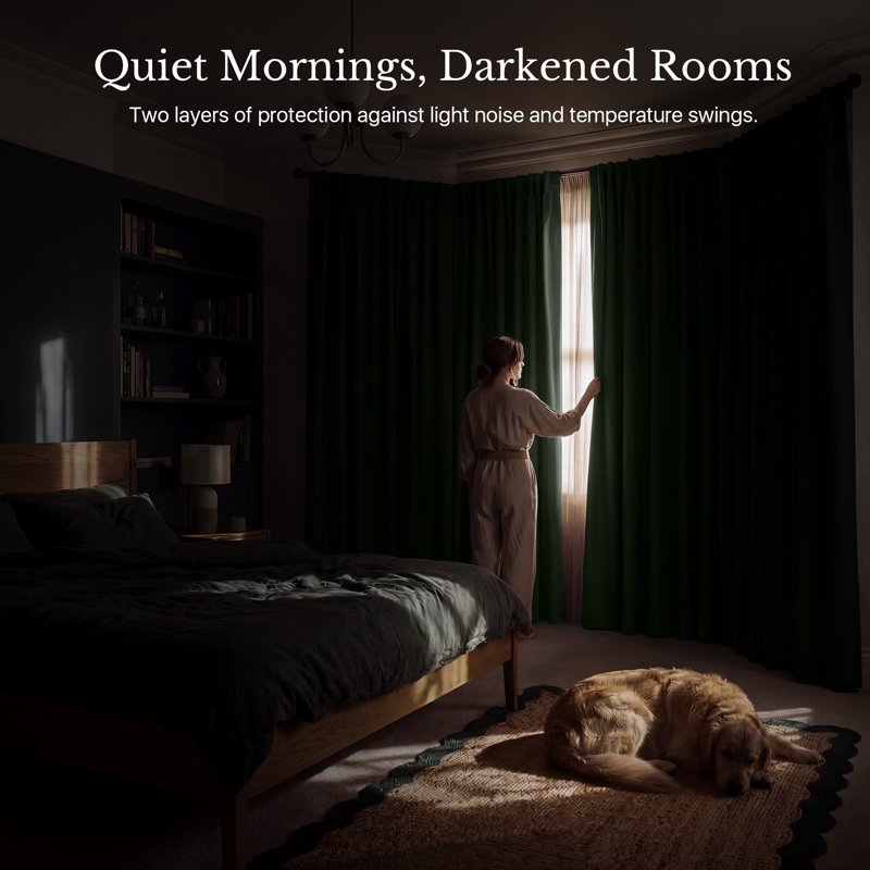 Blackout Curtains 2‑Layer Room Darkening Drapes - Floor Length, Multiple Colors