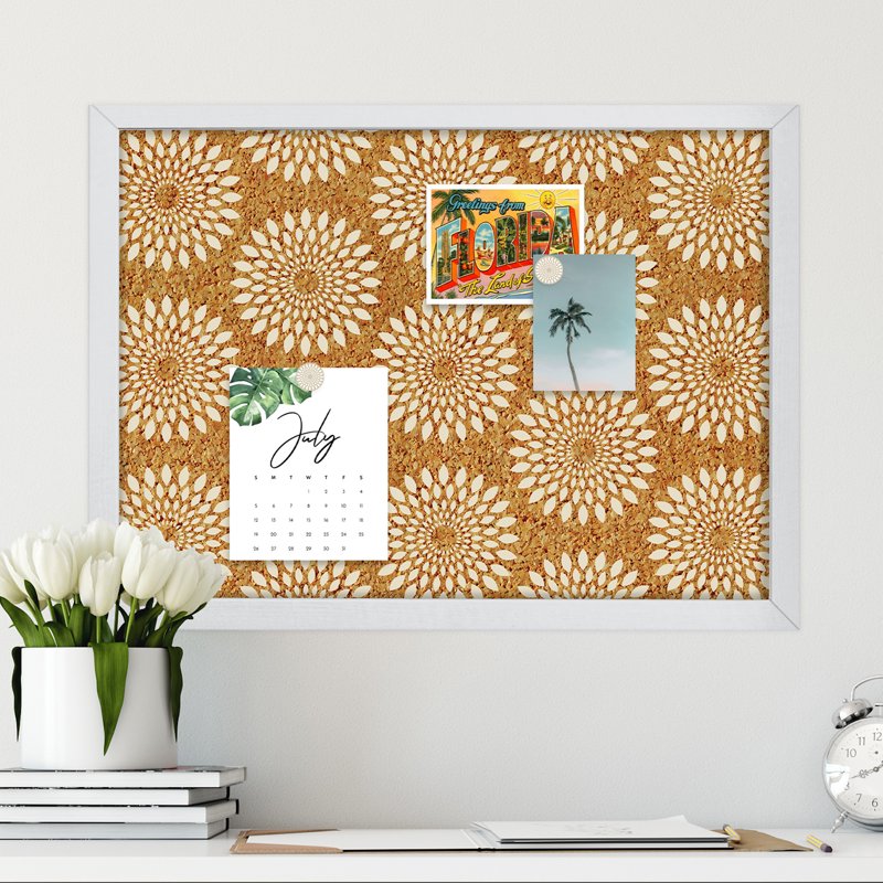 Ohpopsi Catalina Printed Cork Board 17x23.5-In Wall Organizer with White Frame