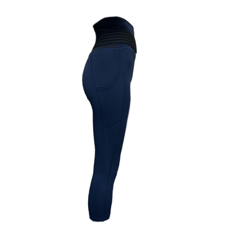 Women's Adjustable Back Support Leggings - 19 Inch Navy Yoga & Workout Pants