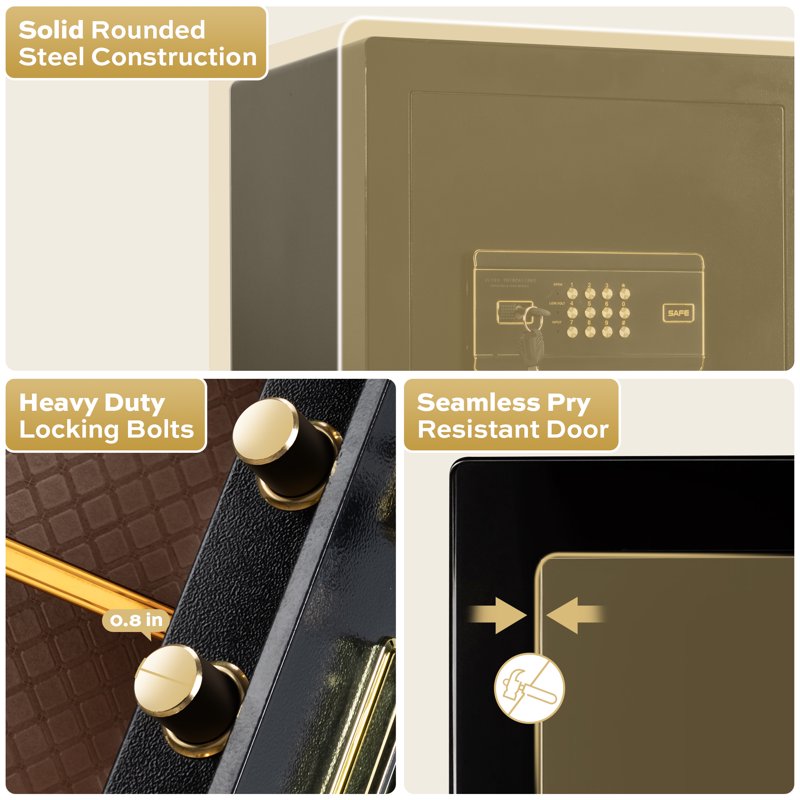 Large Fireproof Steel Safe with Dual Alarm System and Lockable Interior - 6.2 Cu.Ft