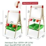 All-in-One Toddler Art Easel with Whiteboard, Chalkboard, Paper Roll & Storage Bins