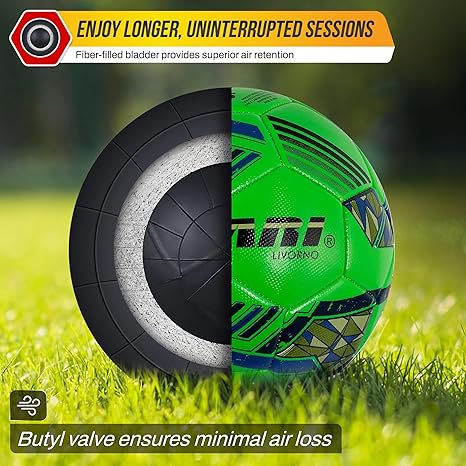 Vizari Livorno Soccer Ball 5 Lime Green - Size 5, Durable TPU Ball