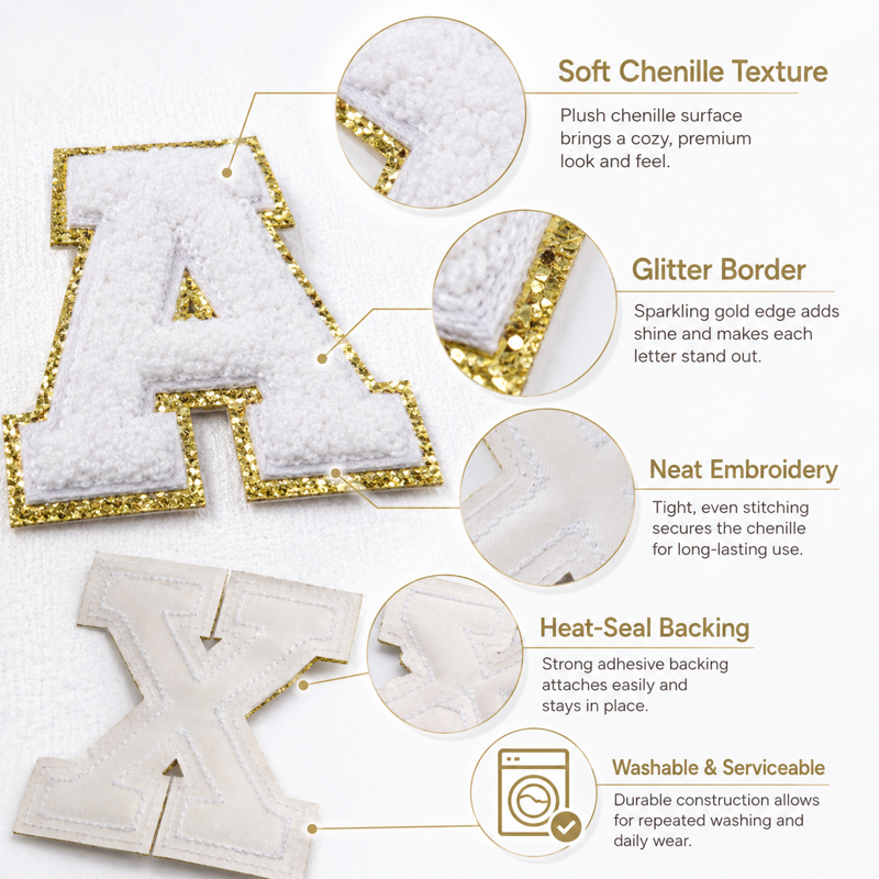 52 Pack Iron On Letter Patches for Clothing DIY Decorations