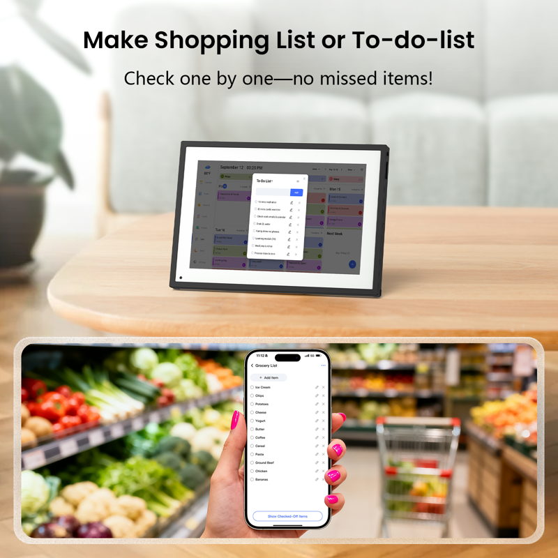Digital Family Calendar & Planner 10.1 Inch Touchscreen Chore & Meal Organizer
