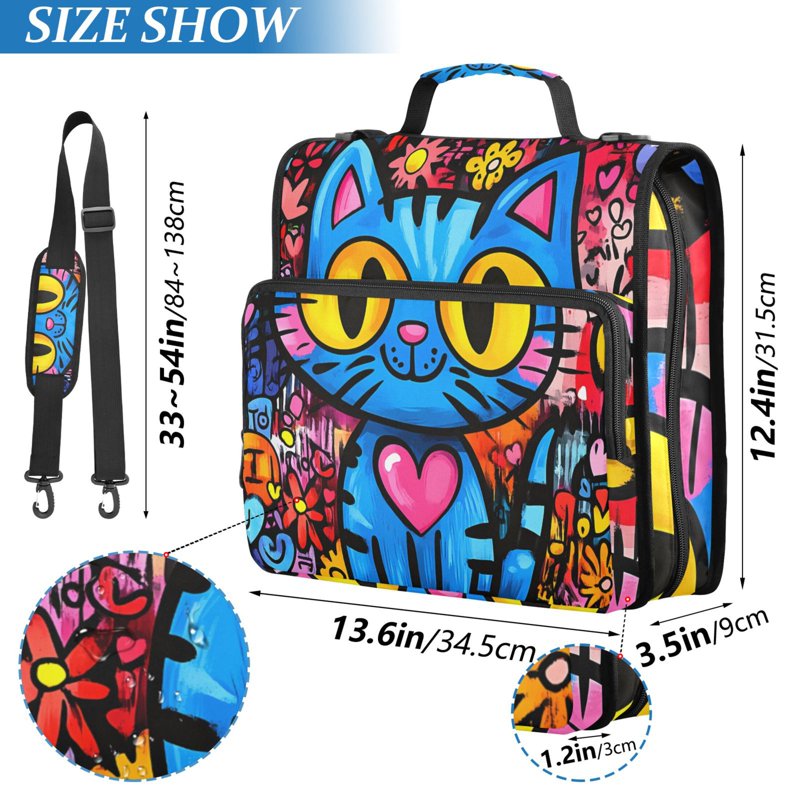 Waterproof 3-Ring Zipper Binder with Shoulder Strap, Holds 500 Sheets