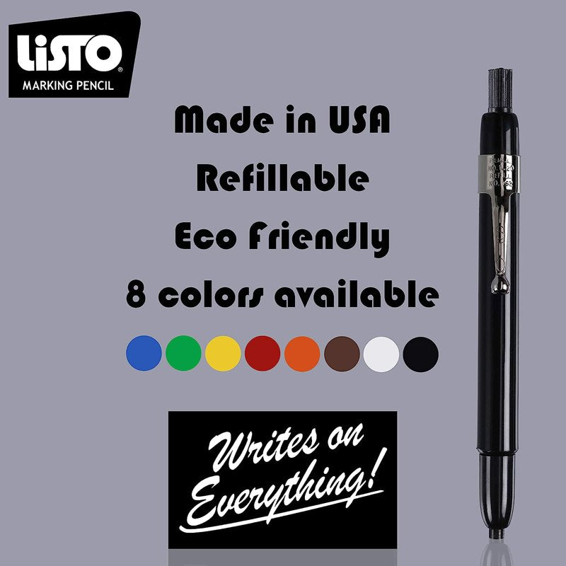 Refillable China Marking Pencils - Black Wax Markers for Non-Porous Surfaces (24)