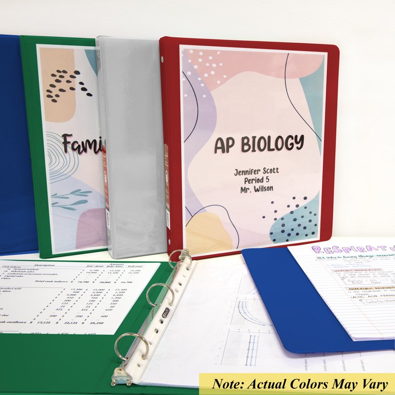3-Ring Binders Set - View & Non-View Durable Poly Office Organization