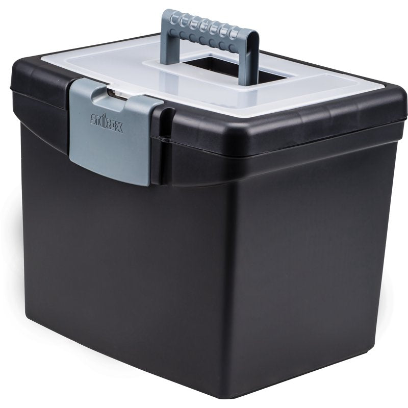 Large File Storage Box with Lockable XL Lid - Black Office Organizer