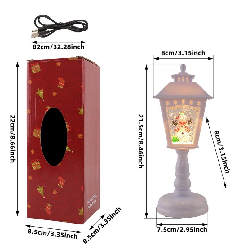 Christmas Snow Globe Lamp - Resin Phone Booth Decor with Warm Ambient LED Light