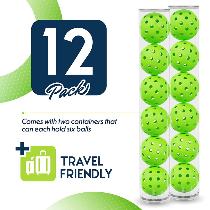 Pro Aviana Tournament Outdoor Pickleball Balls - 12 Pack, Green, USAPA Approved