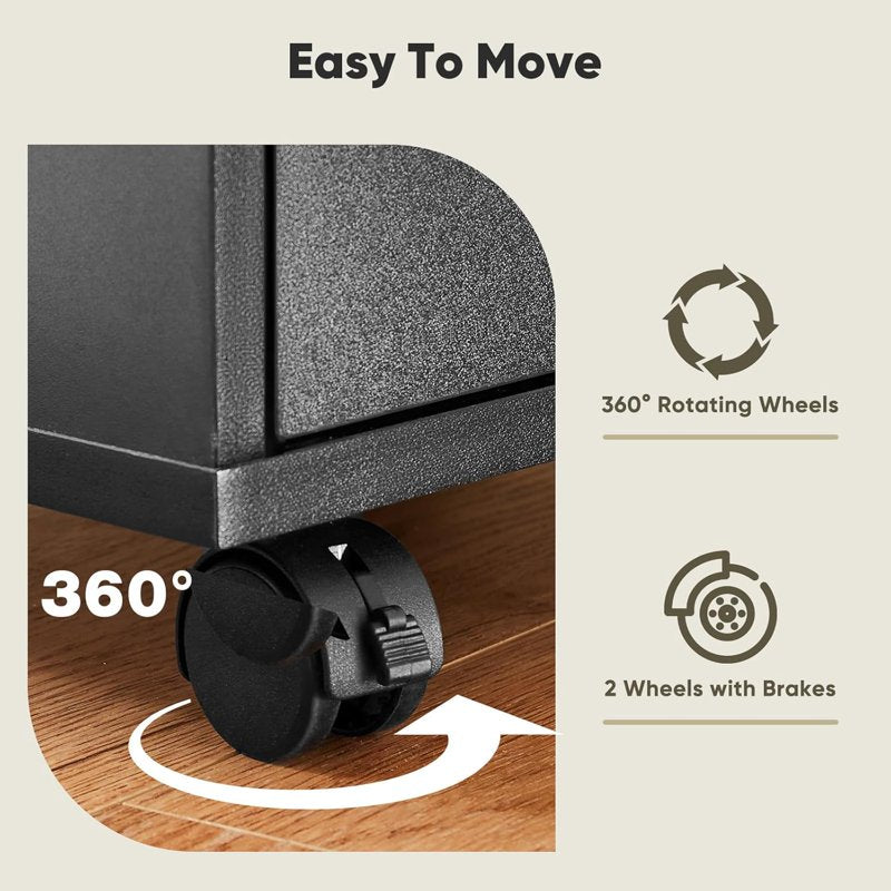 Mobile File Cabinet with 5 Drawers and Wheels - Under Desk Storage Organizer for Home Office