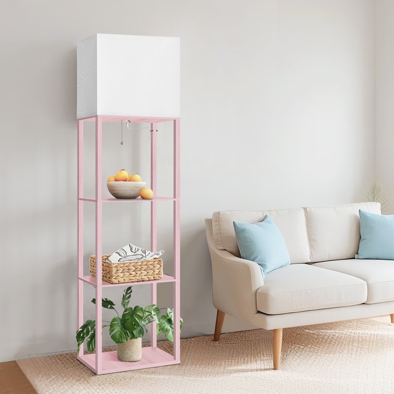 Modern Floor Lamp with Shelves - 3 Color Temperature Standing Light for Living Room Bedroom Office