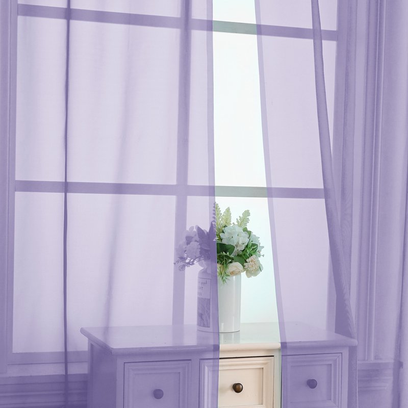 Lavender Sheer Curtains 2 Pack - Light Filtering Voile Panel for Windows & Doors