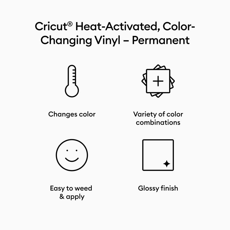 Color-Changing Vinyl - Heat-Activated, Permanent Craft Material, 12x24 Inches