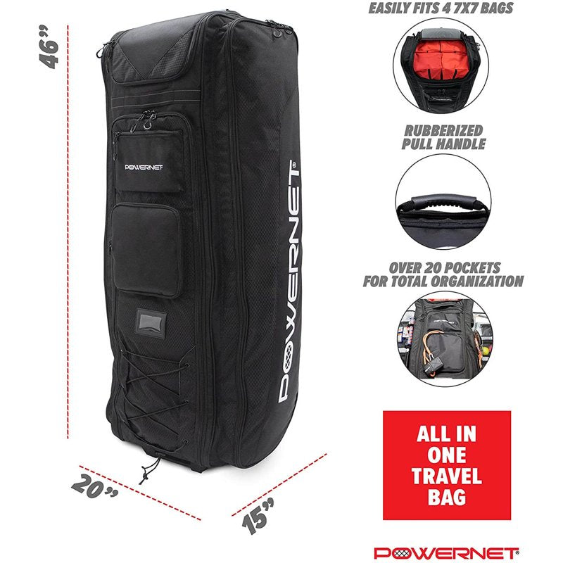 Baseball Travel Bag with Wheels & 20+ Pockets, Fits Catchers Gear & Bats