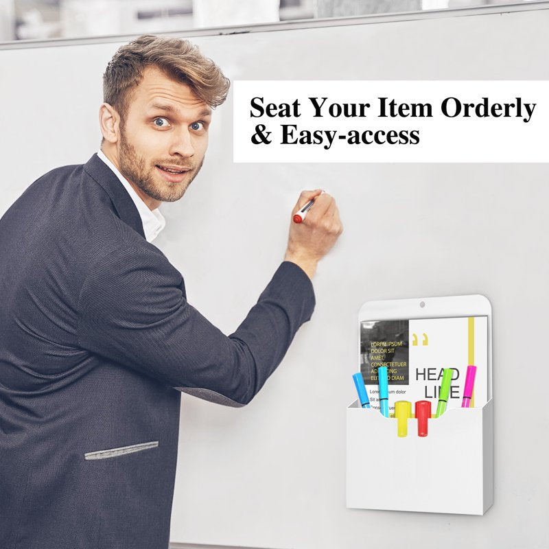 Magnetic Wall File Organizer Set - 2 Pack Hanging Storage for Office & Kitchen