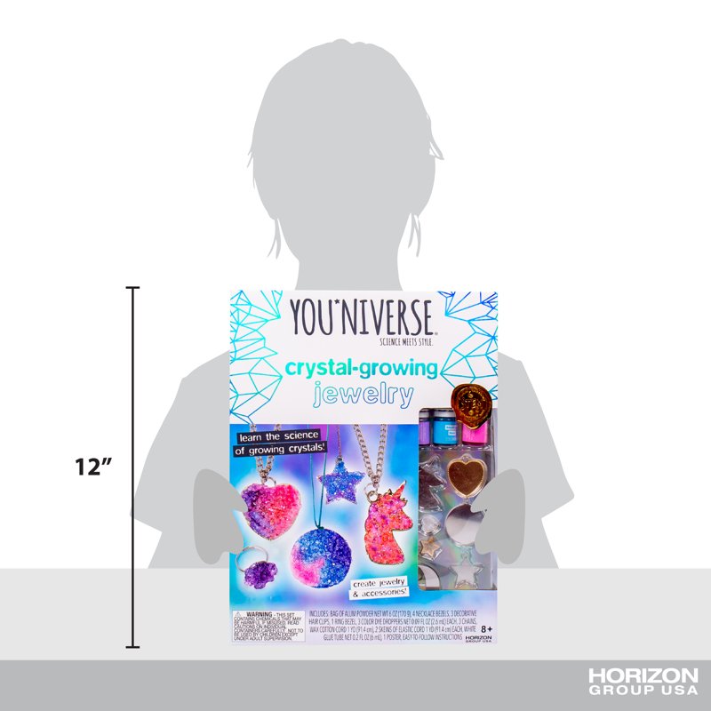 Multi-Color Crystal Growing Jewelry Kit for Kids Ages 8+ - STEM Craft Set
