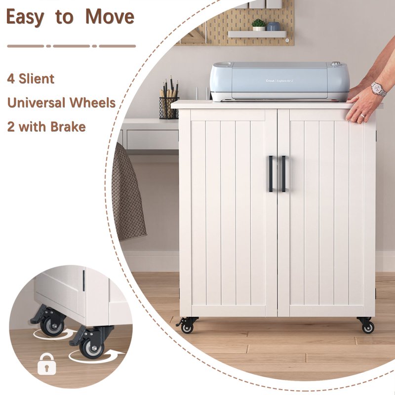 Rolling Craft Storage Cart with Shelves & Wheels for Cricut and Craft Supplies
