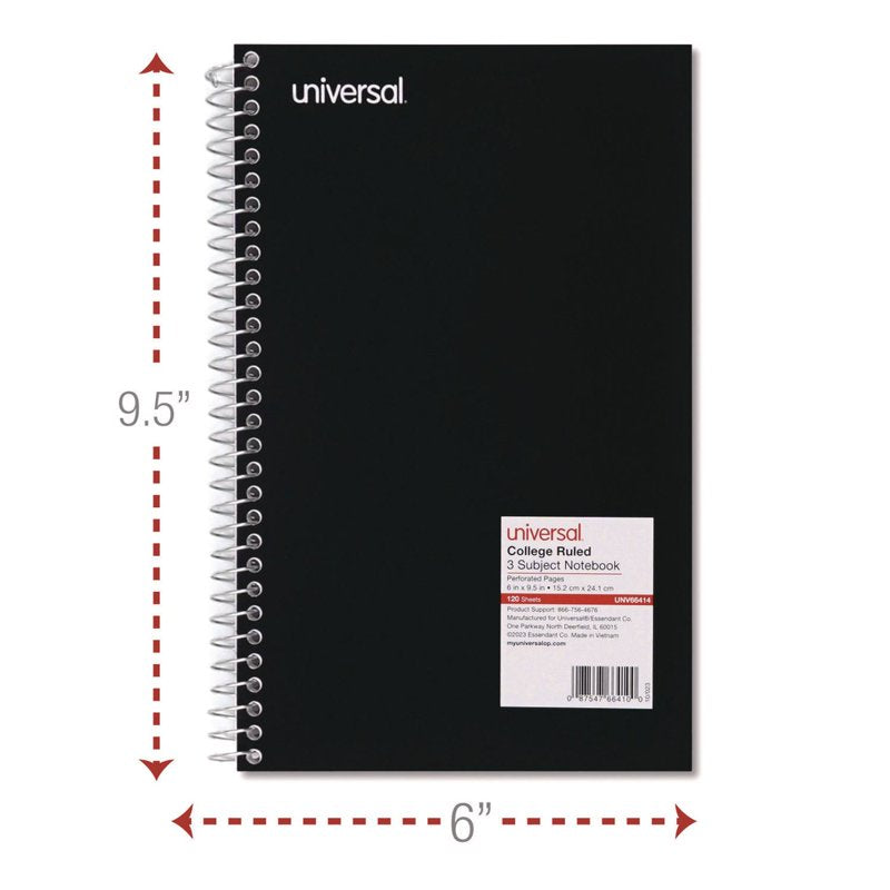 Wirebound Notebook 9.5 x 6 Inches 3 Subjects Medium College Rule Assorted Color Covers 120 Sheets Pack of 4