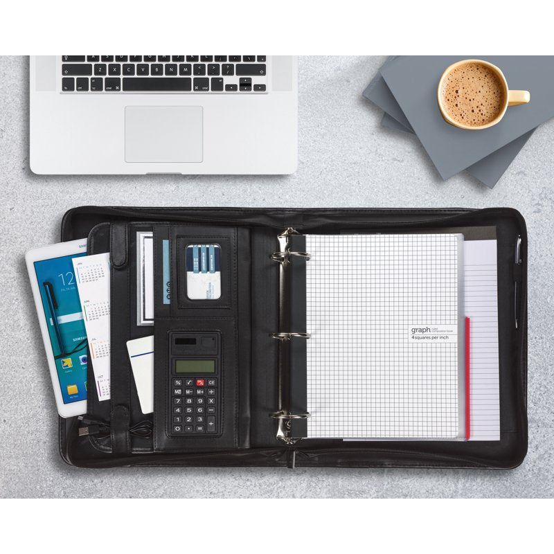 Professional 2-Inch Ring Binder Portfolio with Zippered Case & Tablet Sleeve