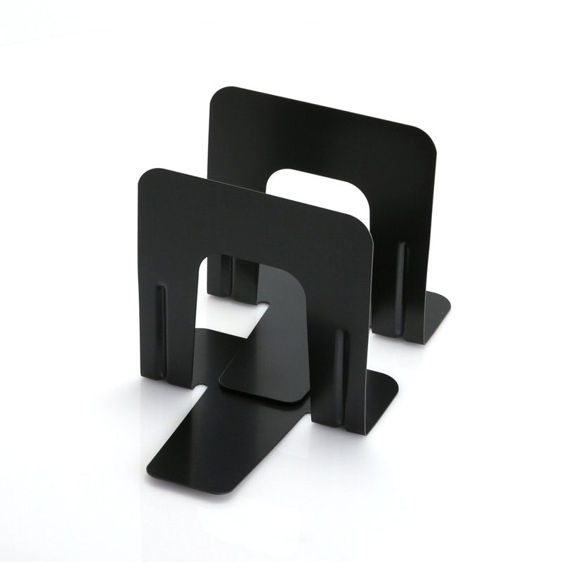 Steel Bookends 5-inch Modern Black Bookends for Shelves & Desks - 1 Pair