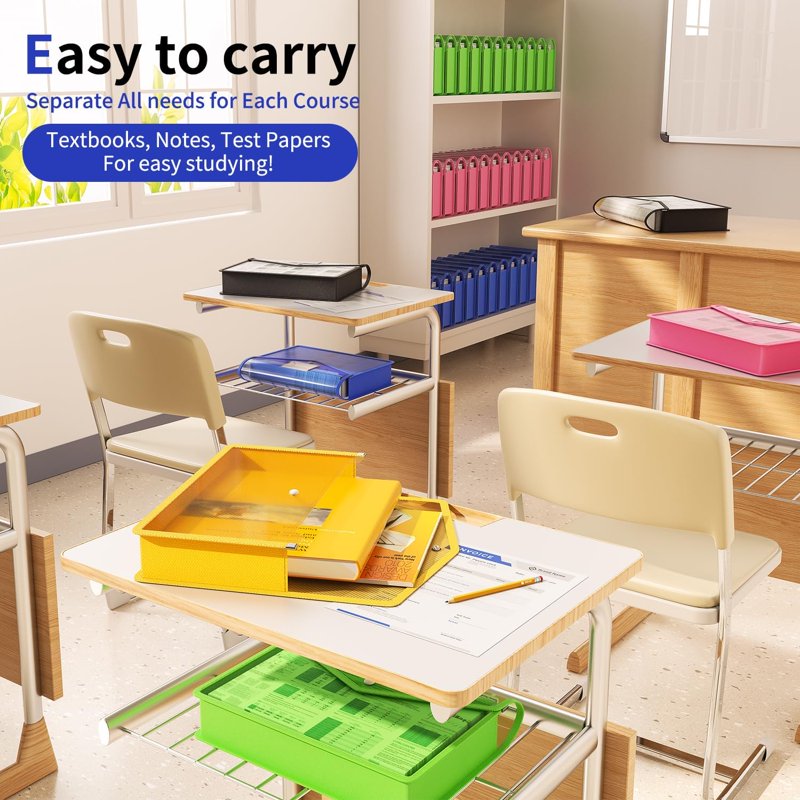 Large Capacity Transparent Plastic Expanding File Folder with Snap Closure - 7 Pack