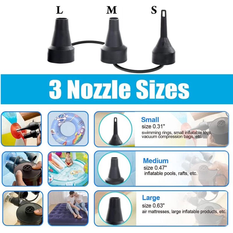 Portable Electric Air Pump for Inflatable Cushions & Air Mattresses - 110V