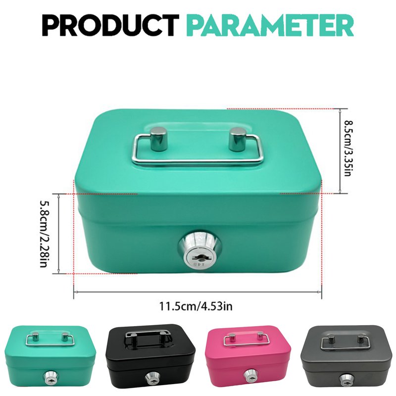 Portable Fireproof Metal Safe Box with Key Lock for Documents & Valuables