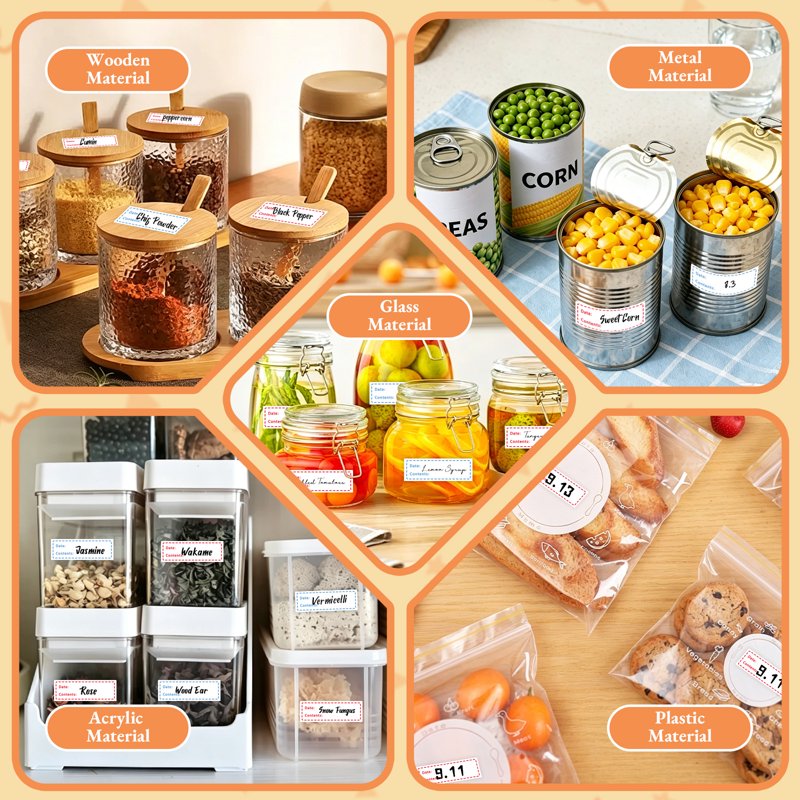 Food Labels 1200pcs Self-Adhesive Removable Freezer Labels for Food Storage