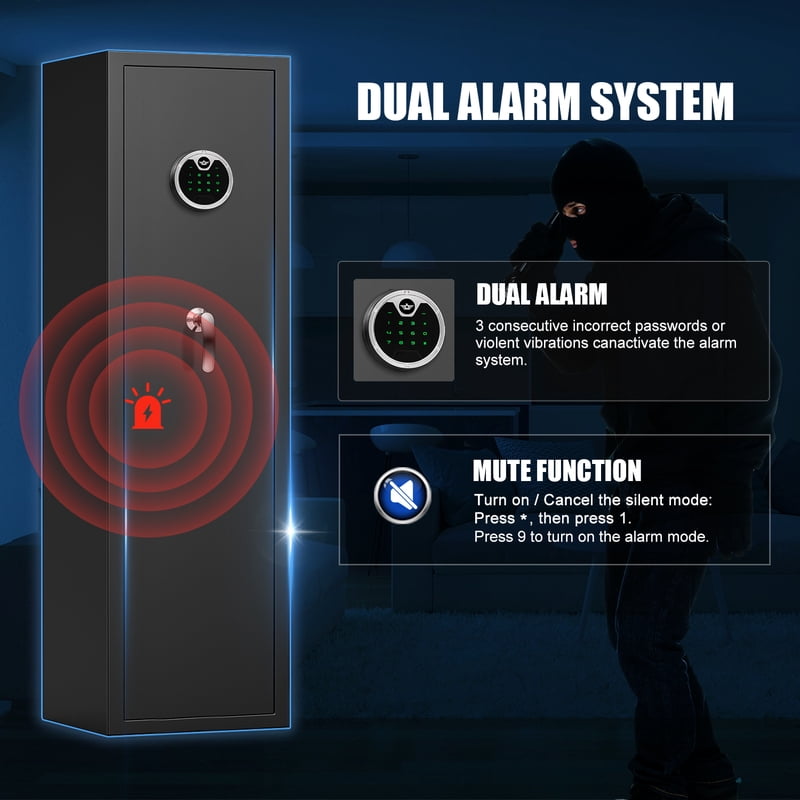 Digital Fireproof Gun Safe for Home Storage with Adjustable Racks & LED Light