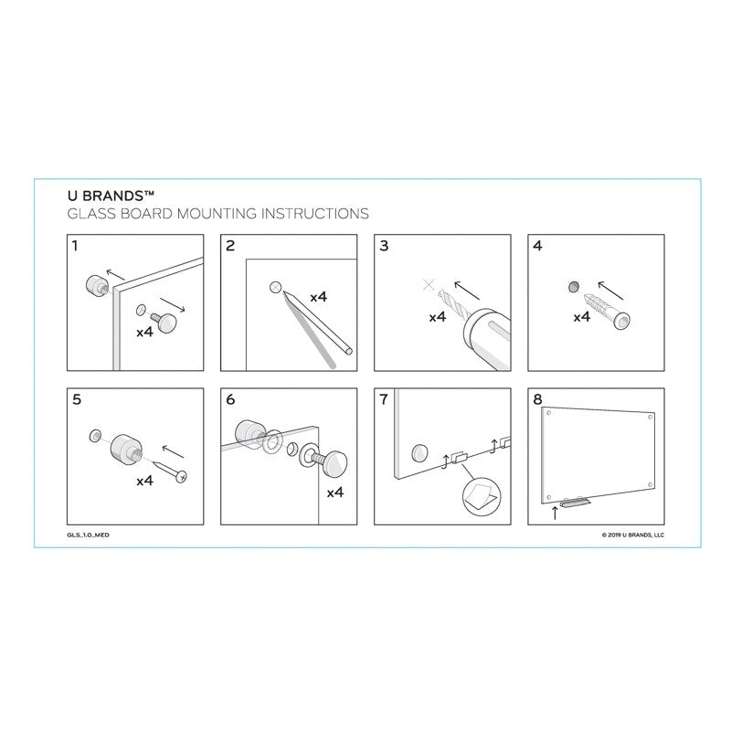 Glass Dry Erase Board 35x23 Frameless White Office & Classroom Use