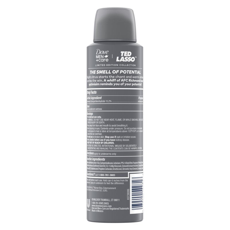 Dove Men+Care Ted Lasso Limited Edition 72H Deodorant Spray - Neutralizes Odor & Sweat