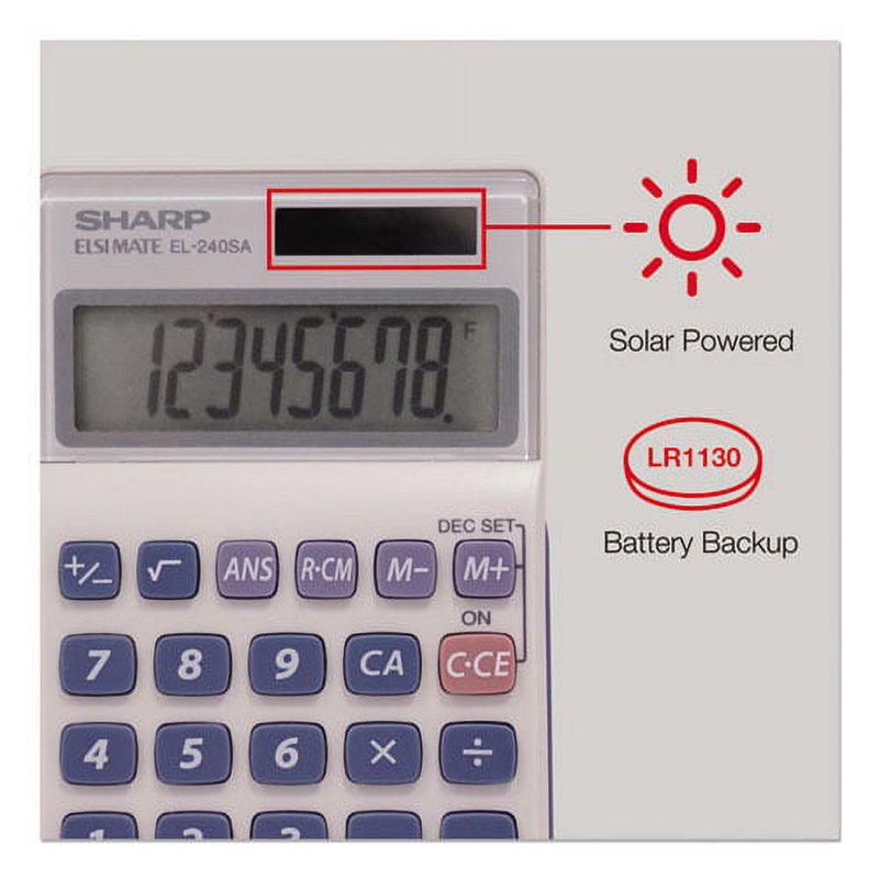 Handheld Business Calculator 8-Digit LCD Solar Battery Pack of 2