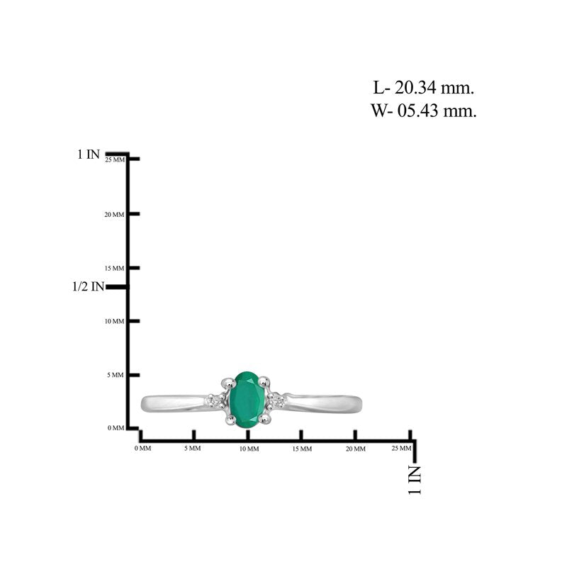 Emerald Birthstone Ring 0.25 Carat Sterling Silver Jewelry with White Diamond Accent