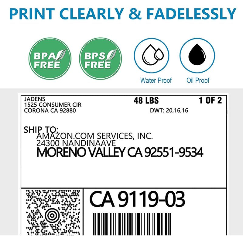 Thermal Shipping Labels 4x6 - Self-Adhesive Fanfold Paper for Thermal Printers, 500 Labels
