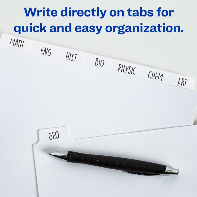 Write-On Tab Dividers - 8-Tab White, 24 Sets Office Organization