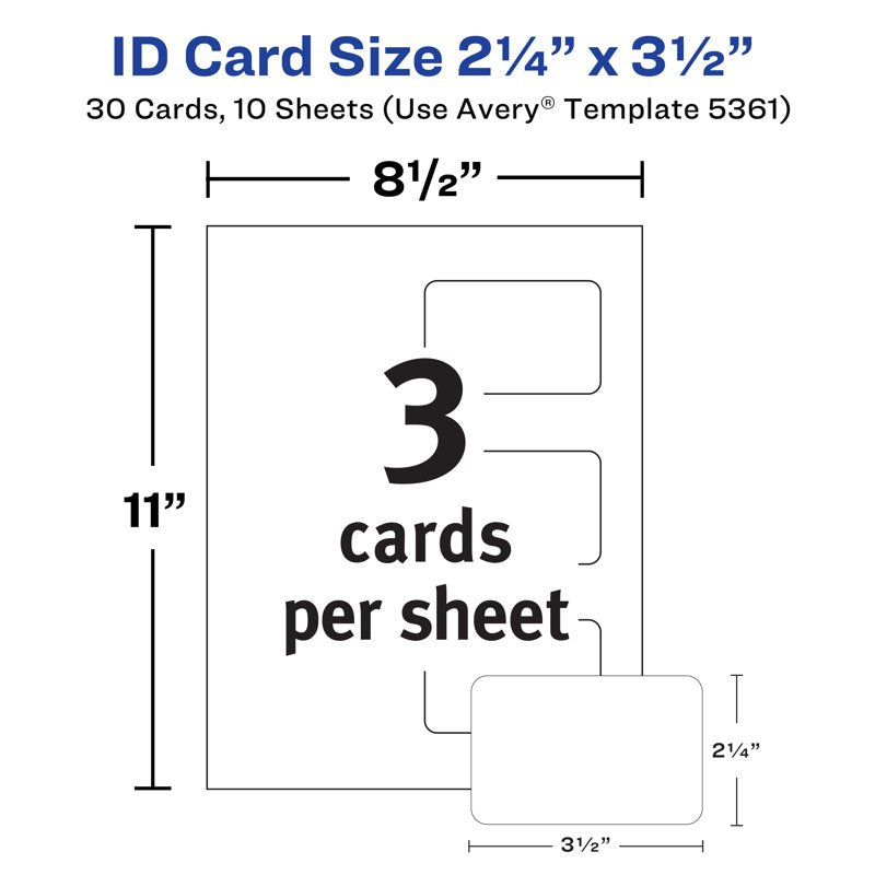Self-Laminating ID Cards - 2.25 x 3.5 Inch, Pack of 30, No Lamination Machine Needed