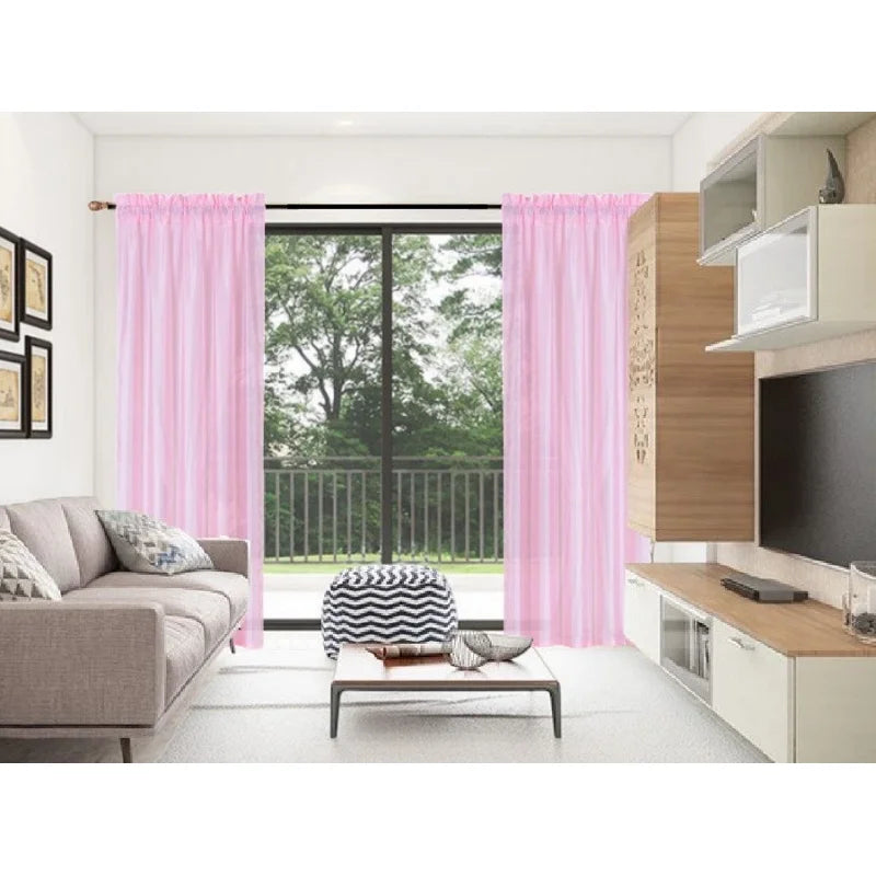 Faux Silk Semi-Sheer Window Curtains 2-Pack - Light Filtering, Privacy, 84" Length