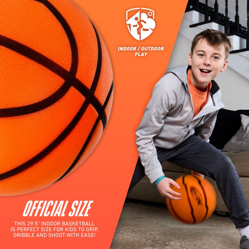 Silent Foam Basketball - Official Size Indoor Dribbling & Practice Ball
