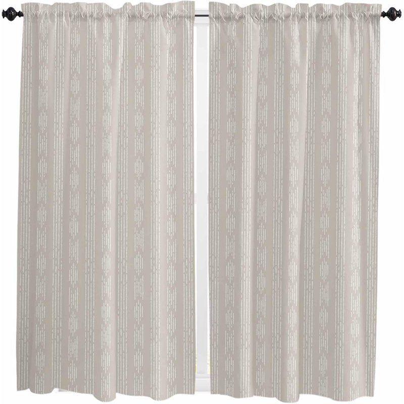 Boho Geometric Window Curtains - Farmhouse Style 2 Panels Custom Sizes