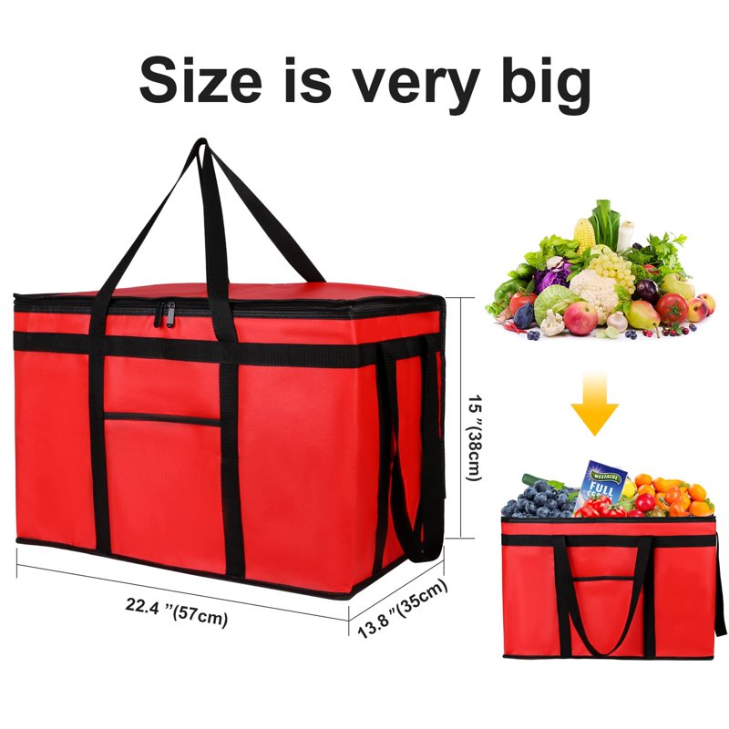 Extra Large Insulated Delivery Bag Cooler for Food & Grocery Transport - XXXL Capacity