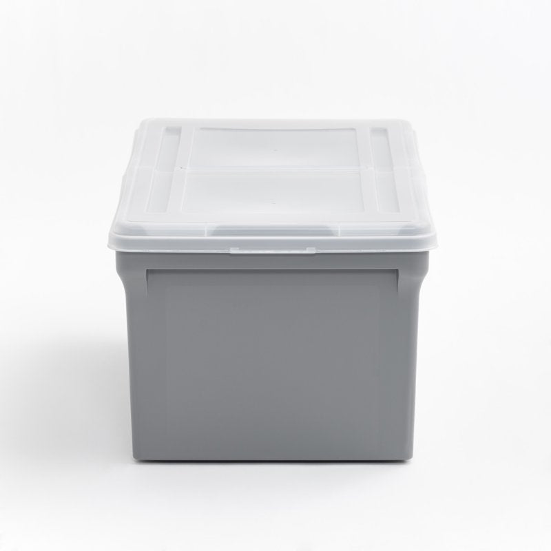 Plastic File Storage Box with Split Lid - Sturdy Document Organizer, Gray, 22.8"L x 13.74"W x 10.75"H