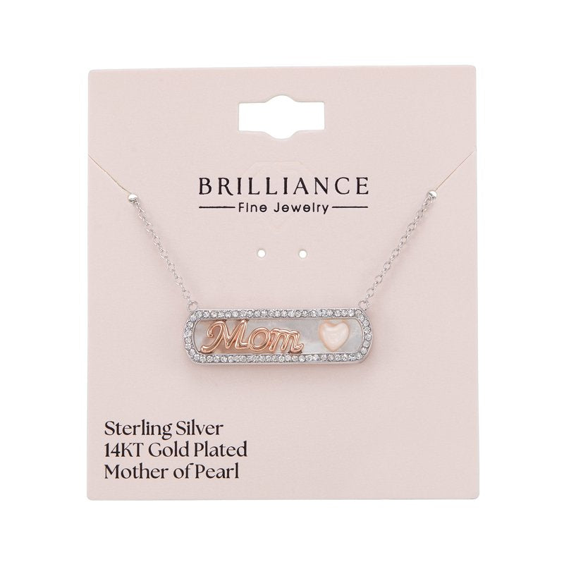 Mother of Pearl Heart Pendant Necklace in Sterling Silver & 14K Rose Plate - 18 Inch