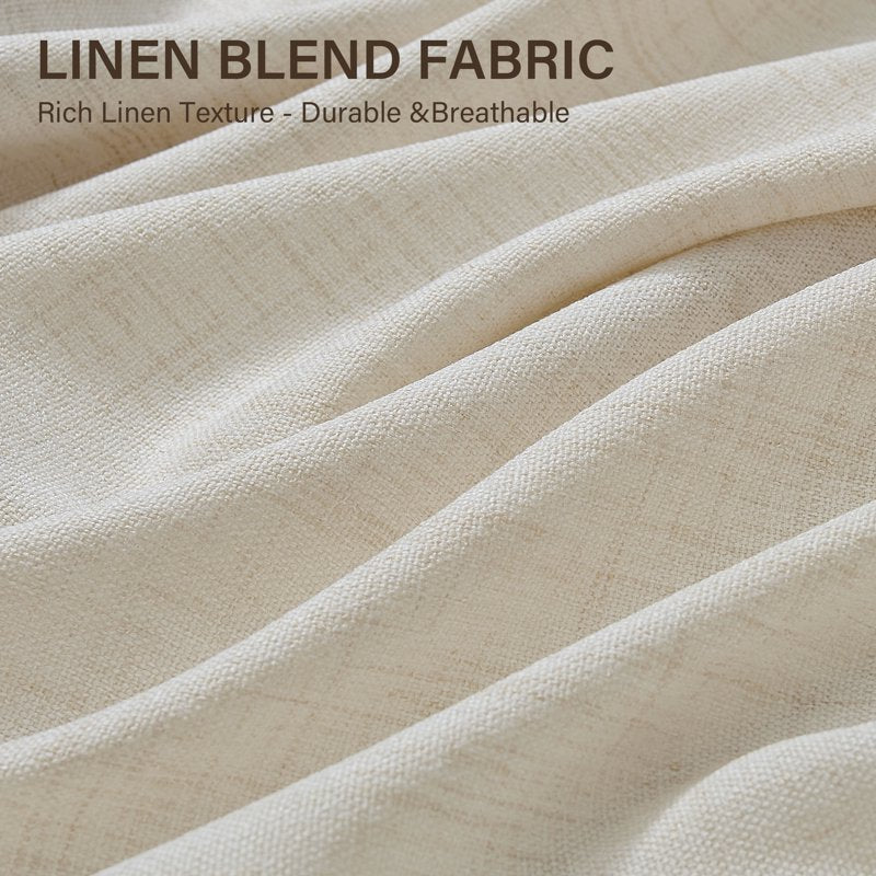 Light Filtering Linen Curtains for Living Room & Bedroom - Semi Sheer Privacy Drapes, 2 Panels