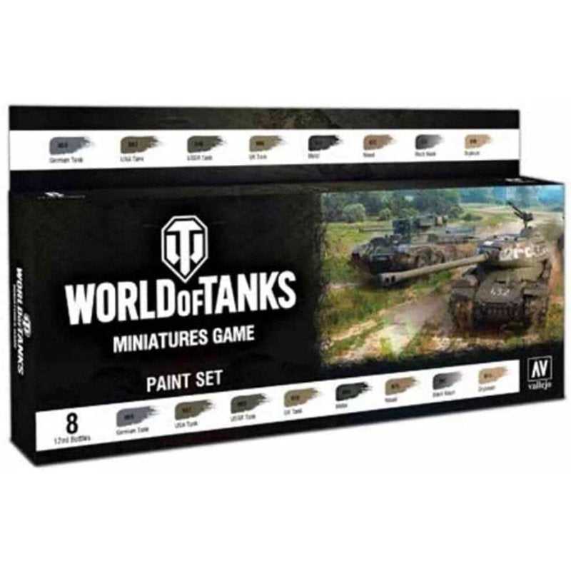 World of Tanks Miniatures Paint Set - 4 National Colors & Wash for Tank Detail