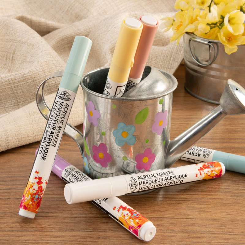 Pastel Acrylic Markers - 6 Vibrant 2mm Reversible Tip Art Markers