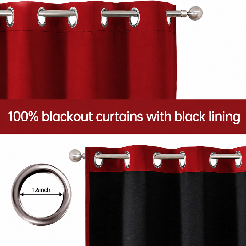 Blackout Curtain Panels Grommet Drapes Thermal Insulated Room Darkening