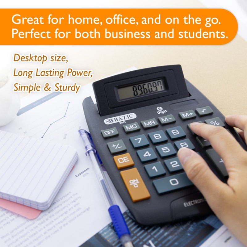 Large Desktop Calculator with 8-Digit Display and Tilt Screen - Office Supplies