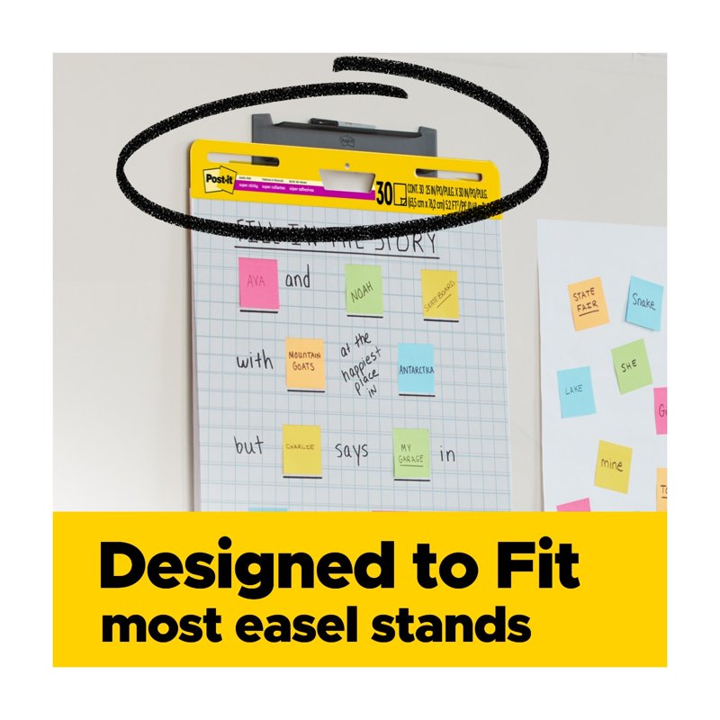 White Self-Stick Easel Pads with Grid Lines for Presentations and Brainstorming