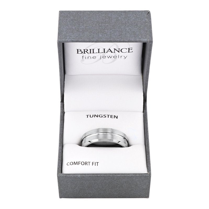 Men's Tungsten 8MM Grooved Comfort Fit Wedding Band - Men's Ring